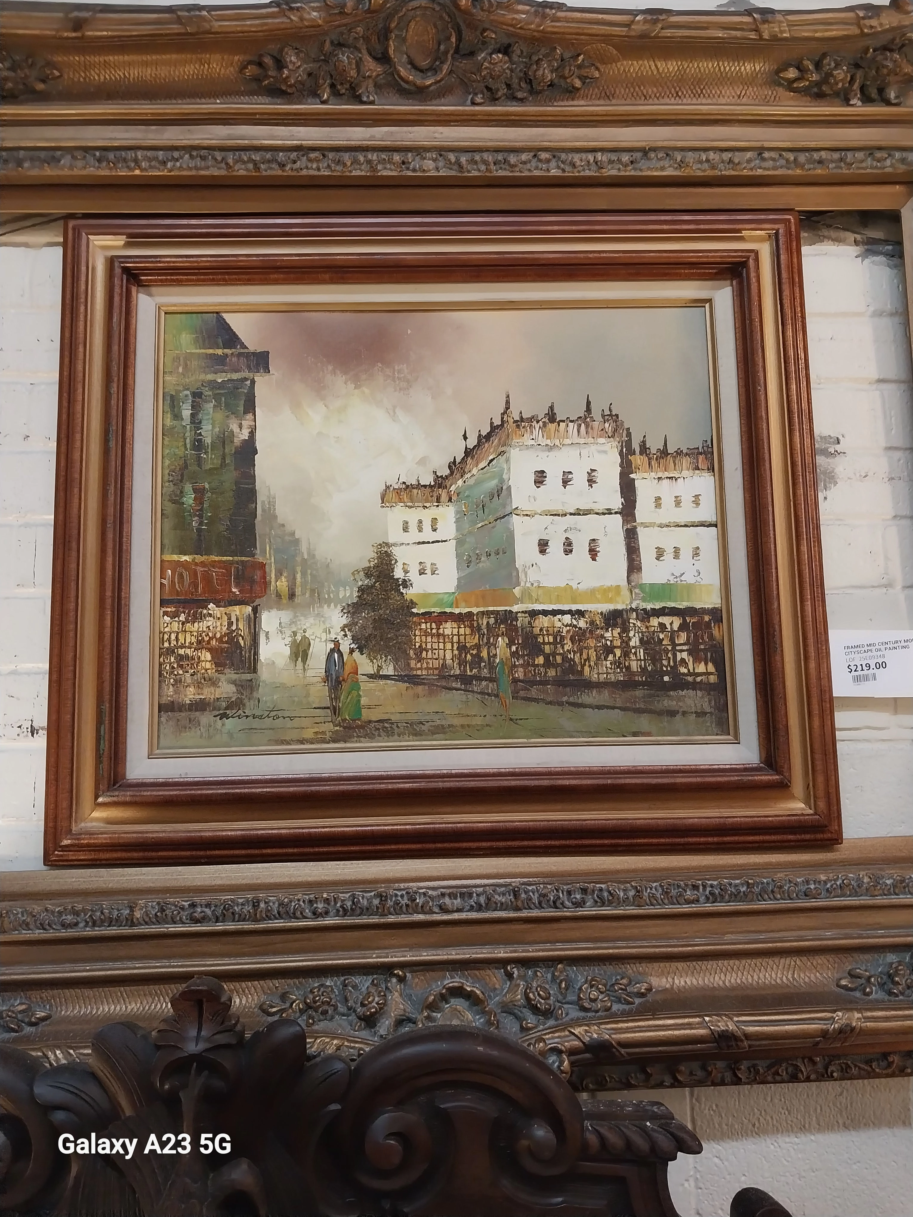 FRAMED MID CENTURY MODERN CITYSCAPE OIL PAINTING classic mural painting