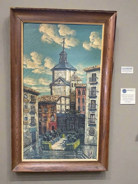 FRAMED MIDCENTURY CITYSCAPE IMPASSTO OIL PAINTING ON CANVAS, SIGNED IGNACIO BELLER classic mural painting