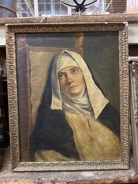 FRAMED NUN OIL PAINTING classic mural painting