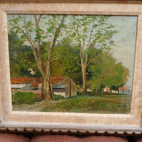 FRAMED OIL PAINTING LANDSCAPE SIGNED FARENZE LA CASCINE BERNARD classic mural painting
