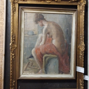 FRAMED OIL PAINTING OF A NUDE WOMAN classic mural painting