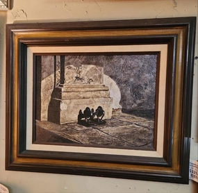 FRAMED OIL PAINTING OF BOOT SCRAPPER-BY PAUL DE LA FILLE classic mural painting
