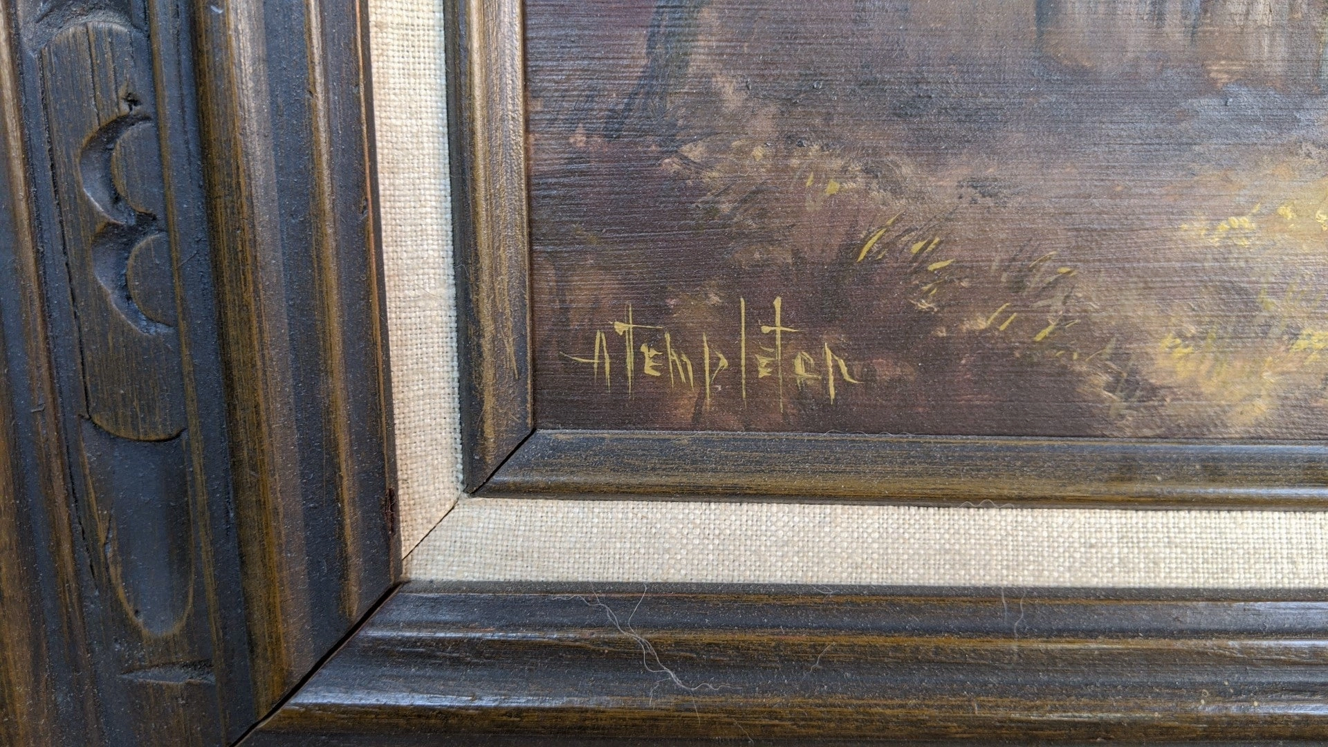 FRAMED OIL PAINTING OF DILAPIDATED BARN