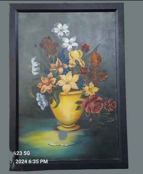 FRAMED OIL PAINTING OF FLOWERS classic mural painting