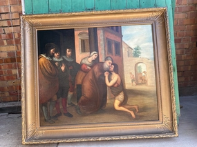 FRAMED OIL PAINTING OF JESUS AND DISCIPLES classic mural painting