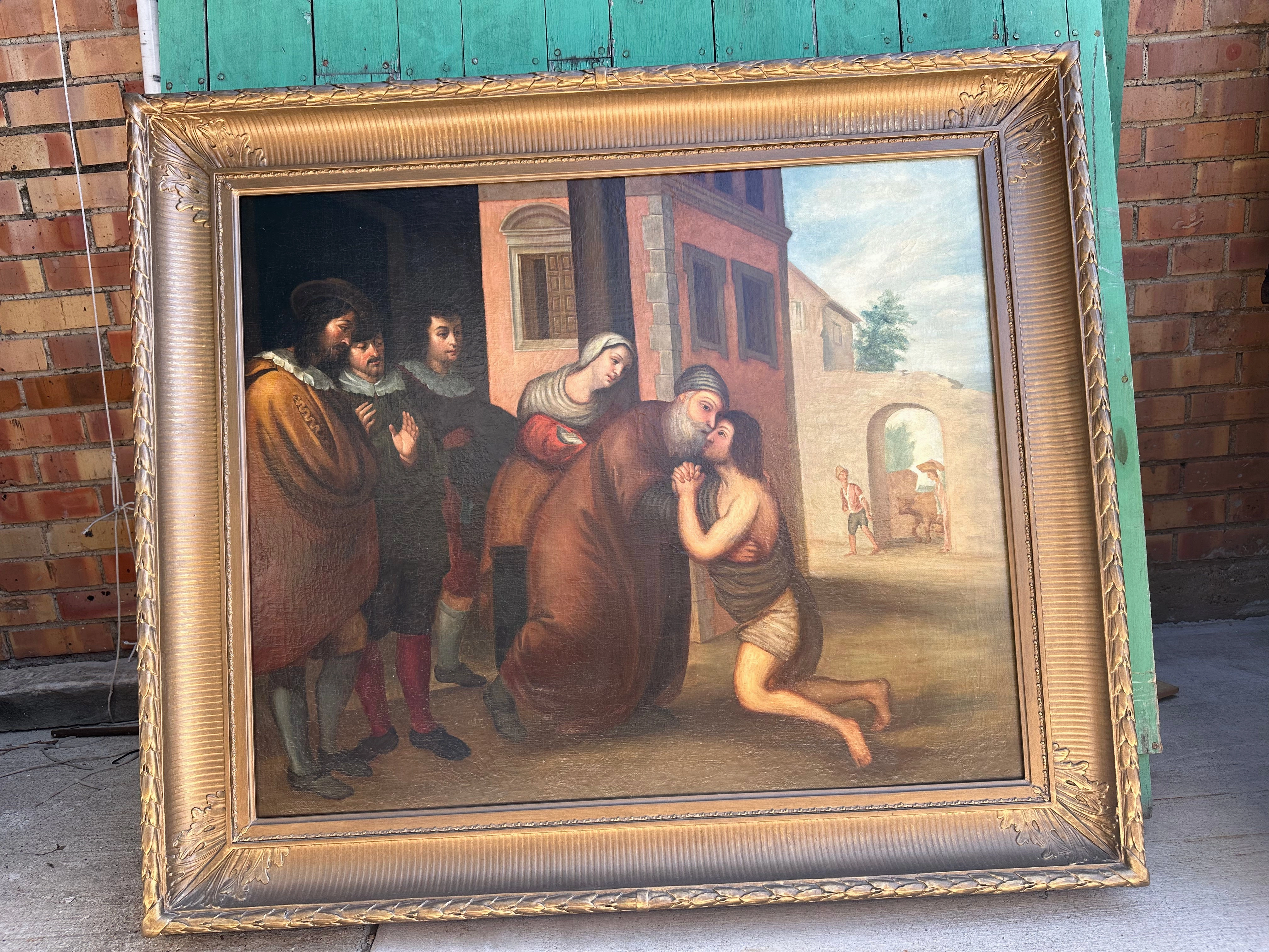 FRAMED OIL PAINTING OF JESUS AND DISCIPLES classic mural painting