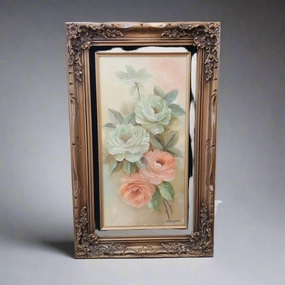 FRAMED OIL PAINTING OF ROSES classic mural painting