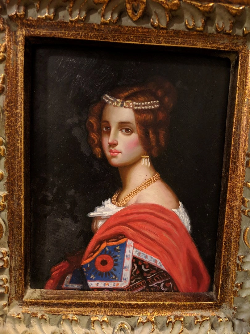 FRAMED OIL PAINTING OF YOUNG LADY