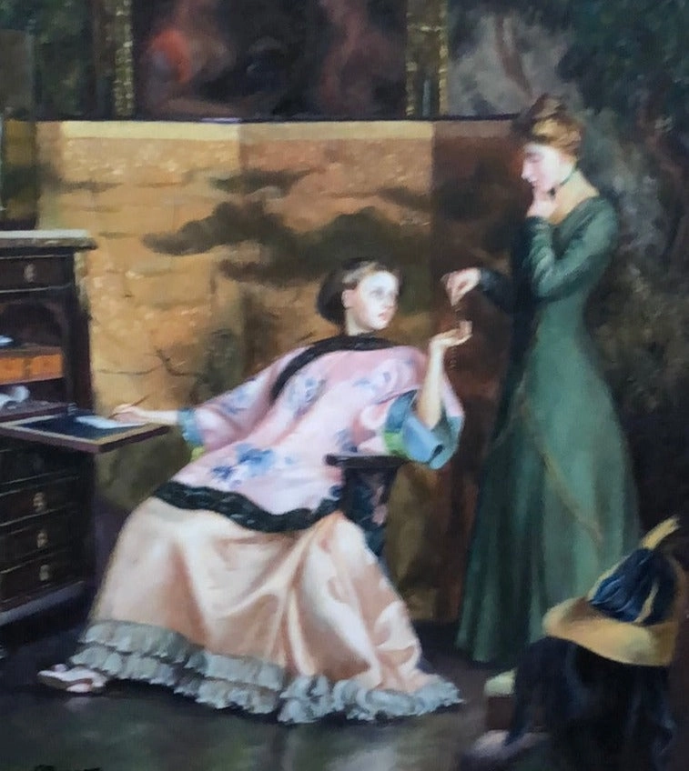 FRAMED OIL PAINTING ON BOARD OF "THE NECKLACE" COPY BY MURRAY