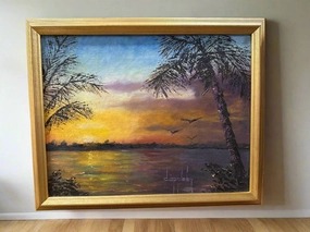 FRAMED OIL PAINTING "FLORIDA HIGHWAYMEN" SIGNED D APPLEBY classic mural painting