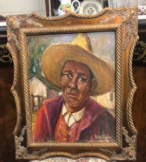 FRAMED OIL PAINTING "UNCLE PEDRO" BY ROLLA TAYOR classic mural painting