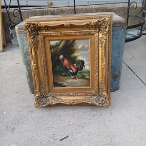 FRAMED ROOSTER OIL PAINTING classic mural painting