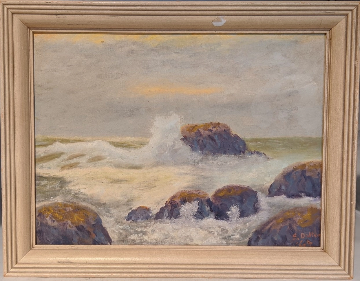 FRAMED SEASCAPE OIL PAINTING BY S. DALTON classic mural painting
