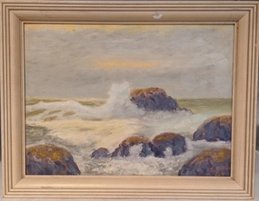 FRAMED SEASCAPE OIL PAINTING BY S. DALTON classic mural painting