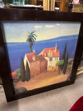 FRAMED SEASIDE OIL PAINTING GICLEE WITH HOUSE classic mural painting