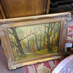 FRAMED SLYVAN OIL PAINTING BY DWIGHT HOLMES classic mural painting