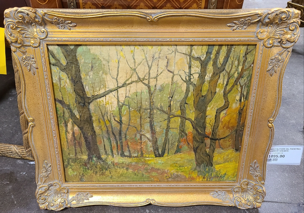 FRAMED SLYVAN OIL PAINTING BY DWIGHT HOLMES
