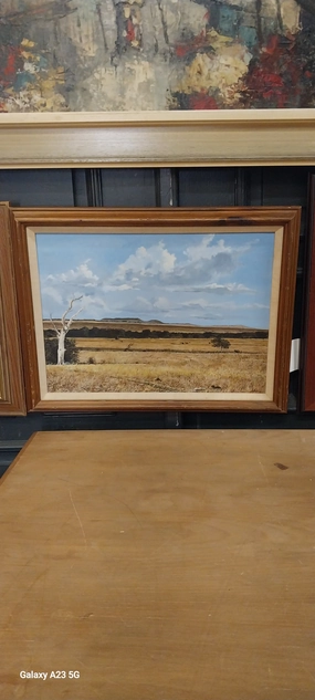 FRAMED TEXAS HILL COUNTRY  SUMMER OIL PAINTING classic mural painting