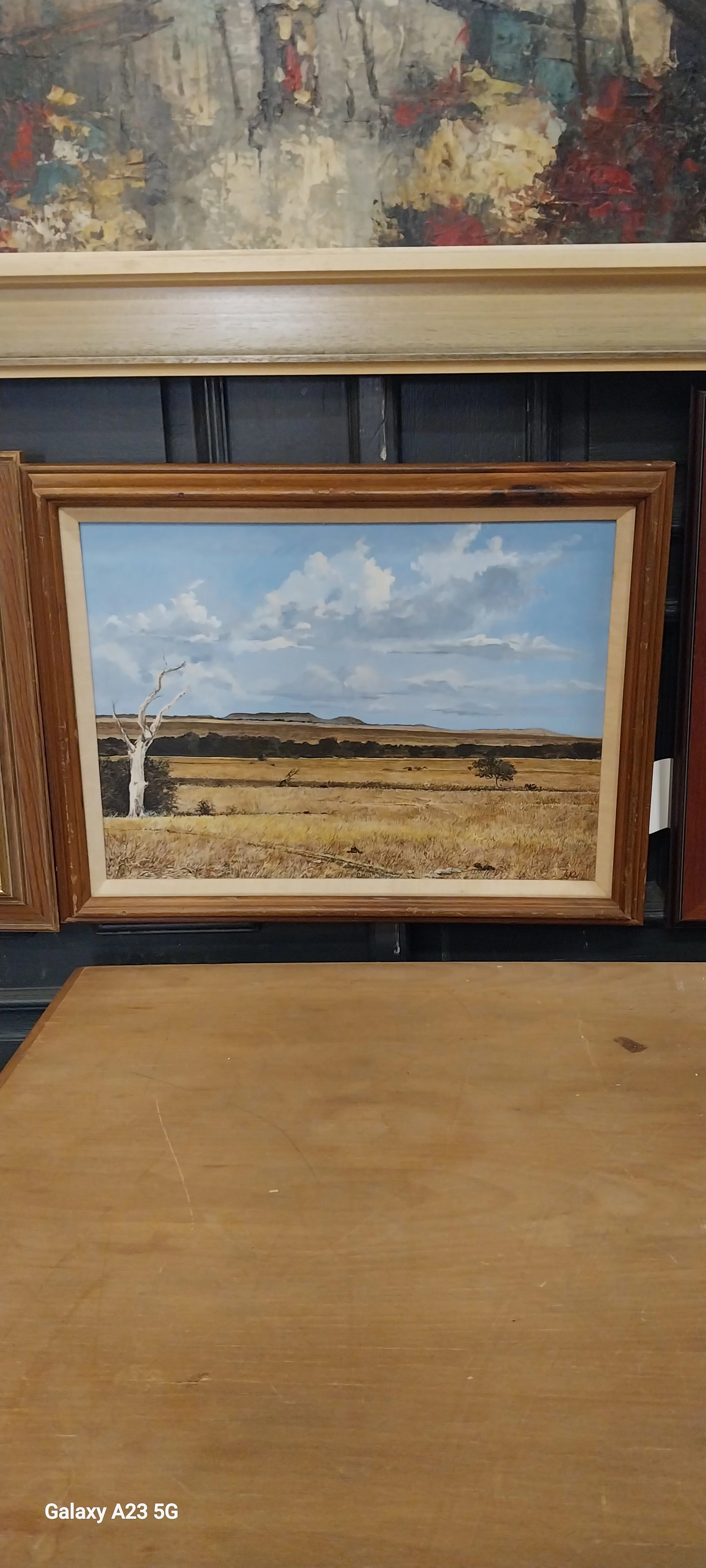FRAMED TEXAS HILL COUNTRY  SUMMER OIL PAINTING classic mural painting