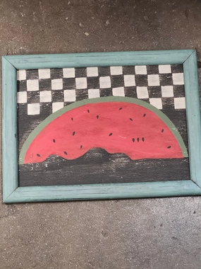 FRAMED WATERMELON PAINTING ON BOARD classic mural painting