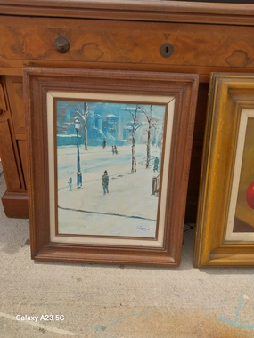 FRAMED WINTER URBANSCAPE OIL PAINTING classic mural painting