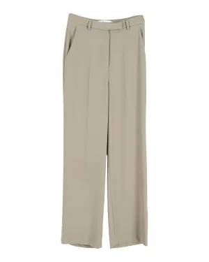 Frankie Shop Isla Plissée Crepe Gerade Hose in Grünem Polyester