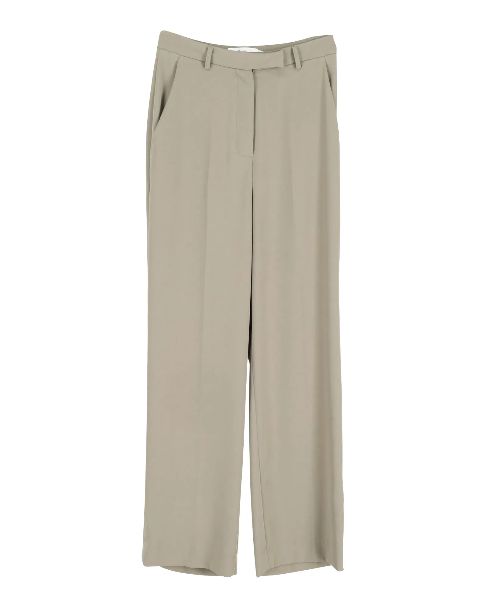 Frankie Shop Isla Plissée Crepe Gerade Hose in Grünem Polyester