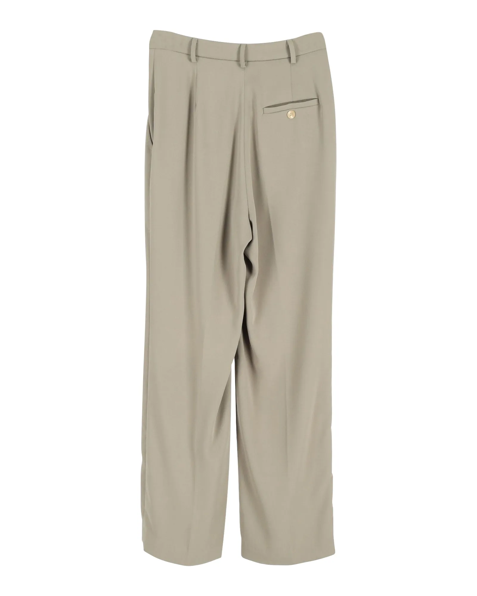Frankie Shop Isla Plissée Crepe Gerade Hose in Grünem Polyester