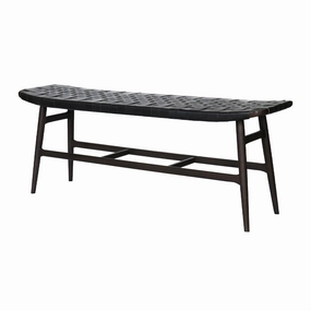 Freja Bench- Leather Stripe Seat modern art object