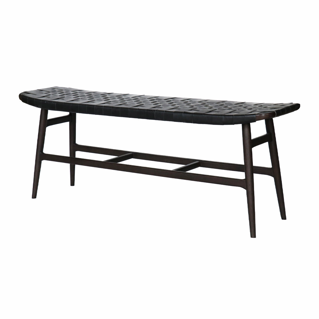 Freja Bench- Leather Stripe Seat modern art object