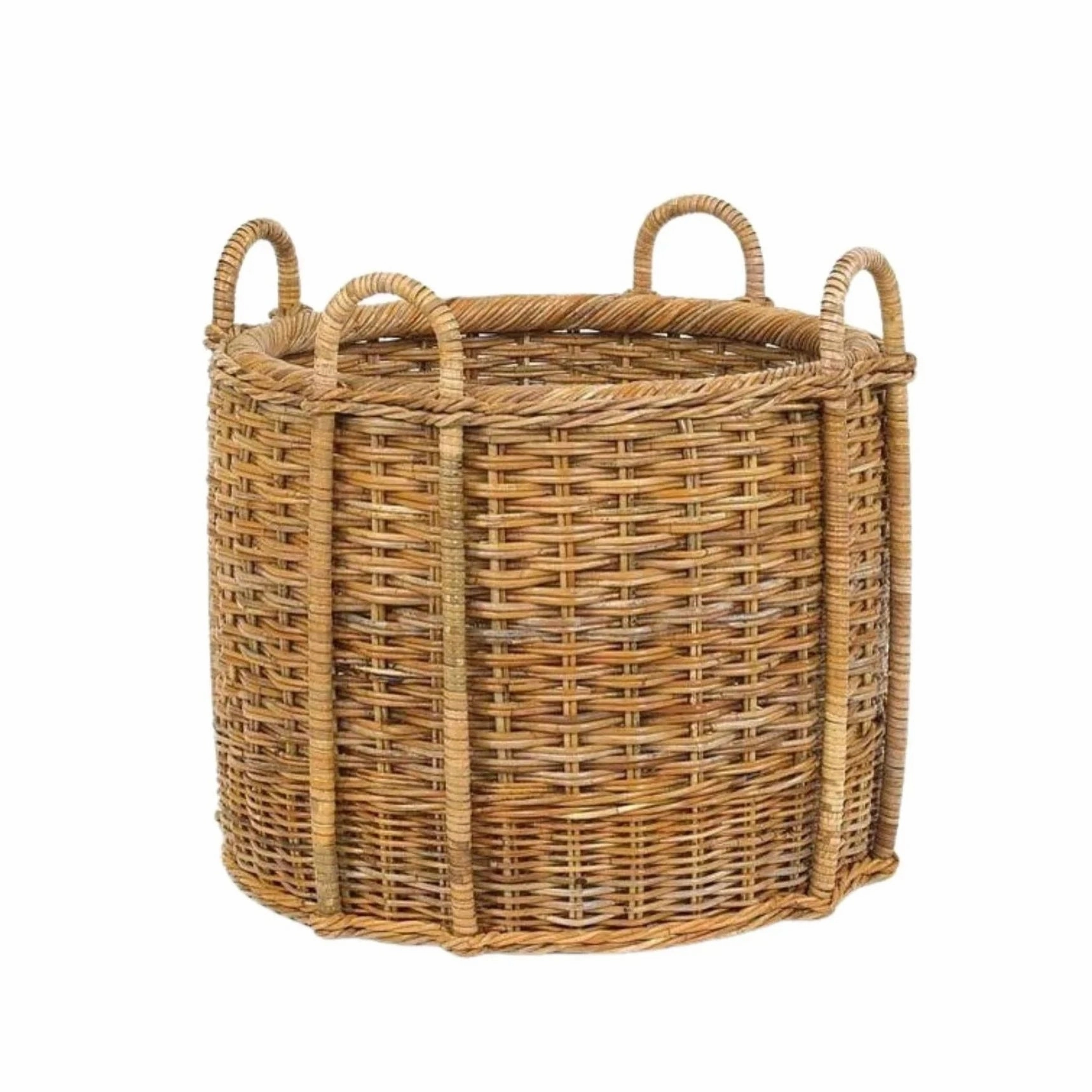 French Country Rattan Fireplace Storage Basket home display ornament