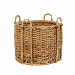French Country Rattan Fireplace Storage Basket home display ornament