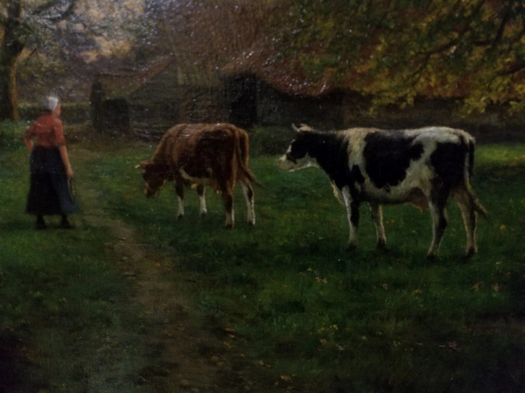 French farm scene Cows Oil Painting by H. Houben