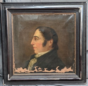 FRENCH NOBLEMAN OIL PAINTING AS FOUND classic mural painting