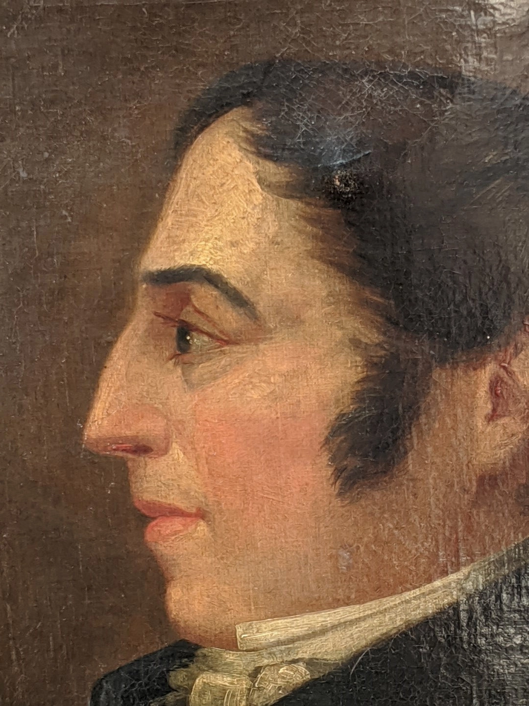 FRENCH NOBLEMAN OIL PAINTING AS FOUND