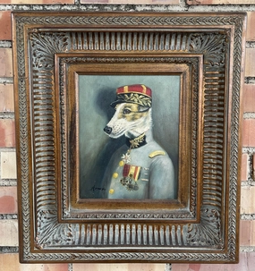 FRENCH OIL PAINTING OF A DOG SOLDIER classic mural painting