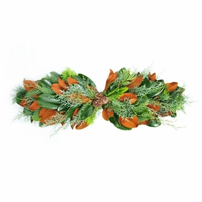 Fresh Magnolia Leaves, Cypress & Pinecones Mantel Piece home display ornament