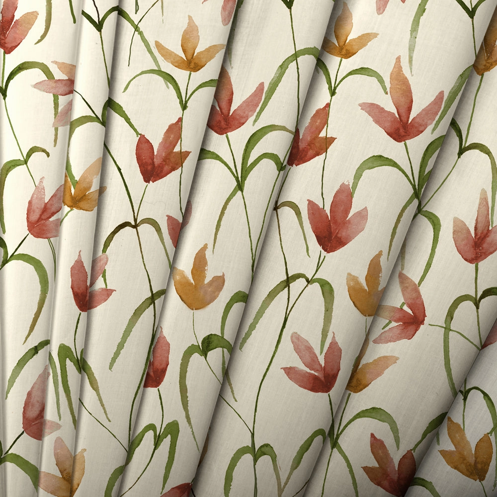 Fresia Printed Cotton Fabric (By The Metre) Linen