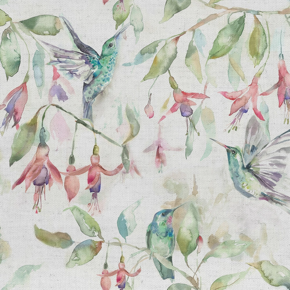 Fuchsia Flight Printed Cotton Fabric (By The Metre) Cream elegant table cloth  