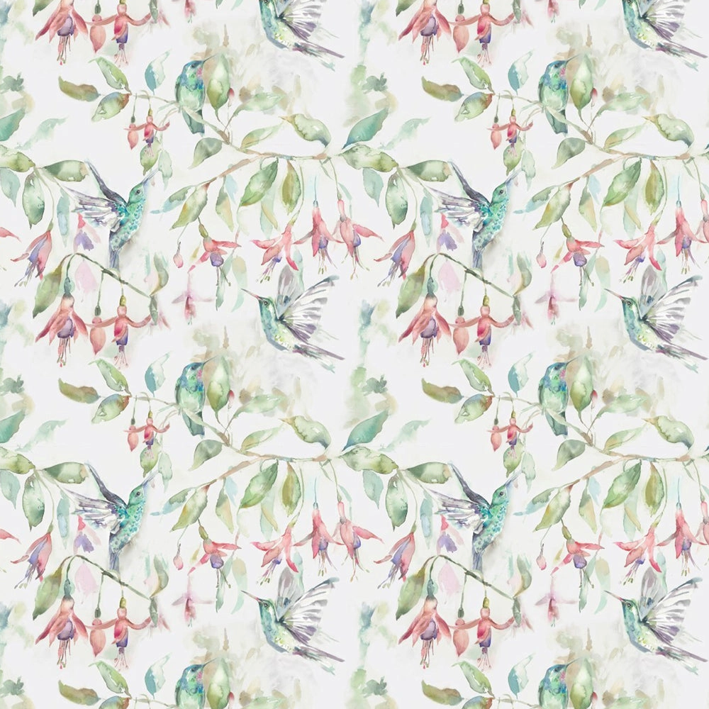 Fuchsia Flight Printed Cotton Fabric (By The Metre) Cream