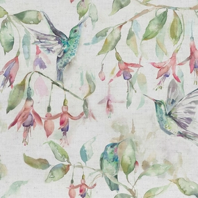 Fuchsia Flight Printed Cotton Fabric (By The Metre) Cream elegant table cloth  