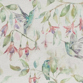 Fuchsia Flight Printed Cotton Fabric (By The Metre) Natural elegant table cloth  