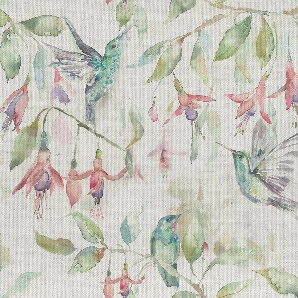 Fuchsia Flight Printed Cotton Fabric (By The Metre) Natural elegant table cloth  