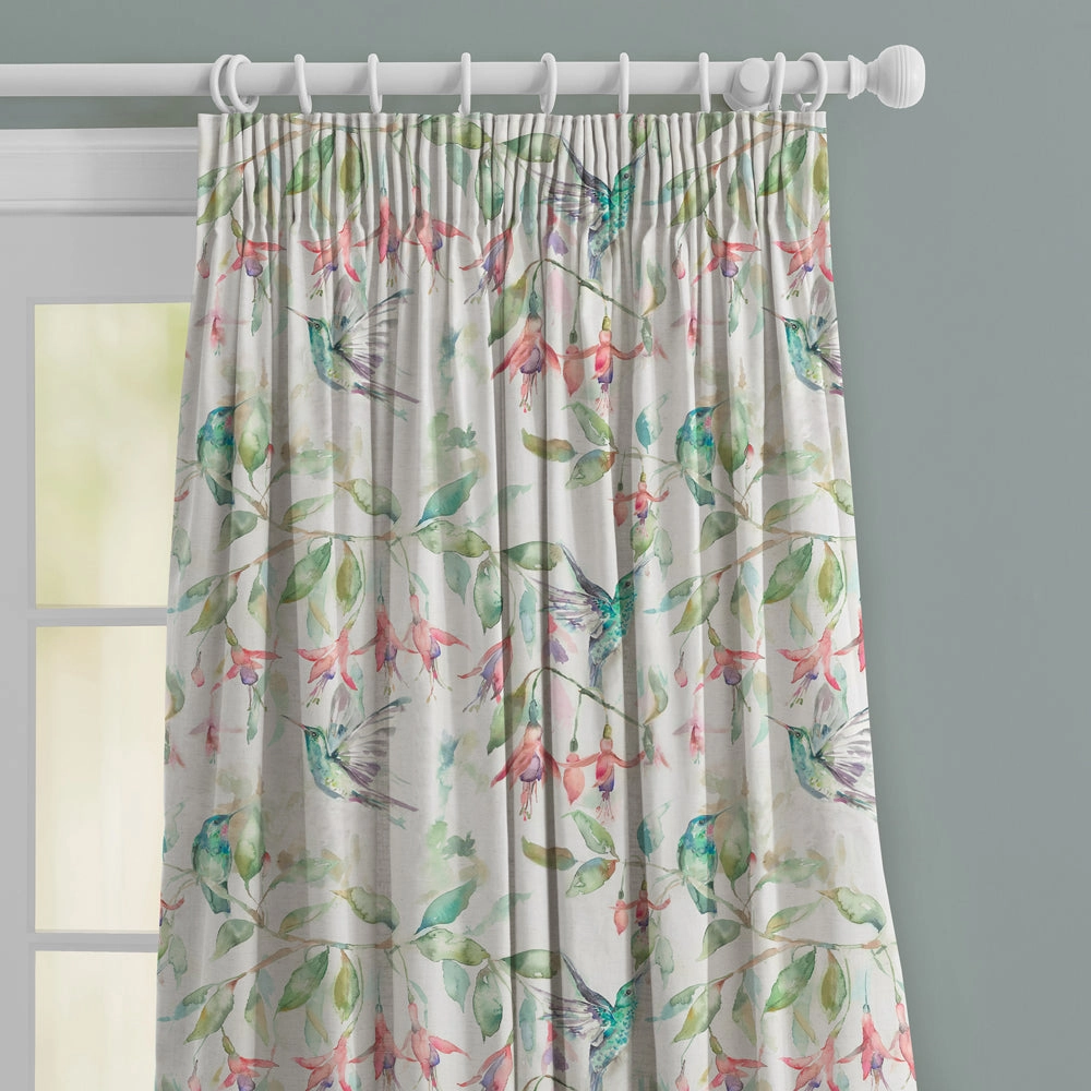 Fuchsia Flight Printed Made to Measure Curtains Cream