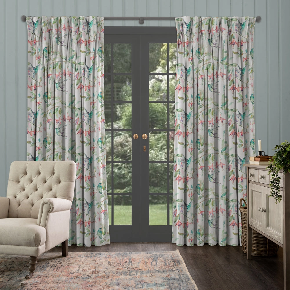 Fuchsia Flight Printed Made to Measure Curtains Cream