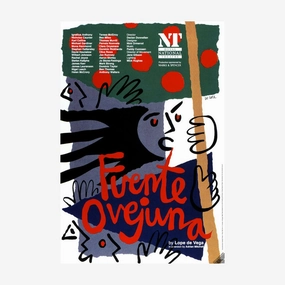 Fuente Ovejuna 1989 Print vintage woodcut wallpaper