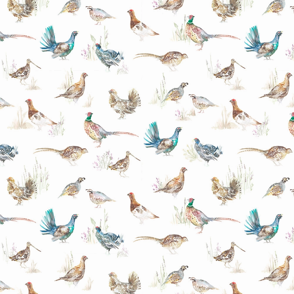 Game Birds Mini Linen Printed Made to Measure Curtains Cream