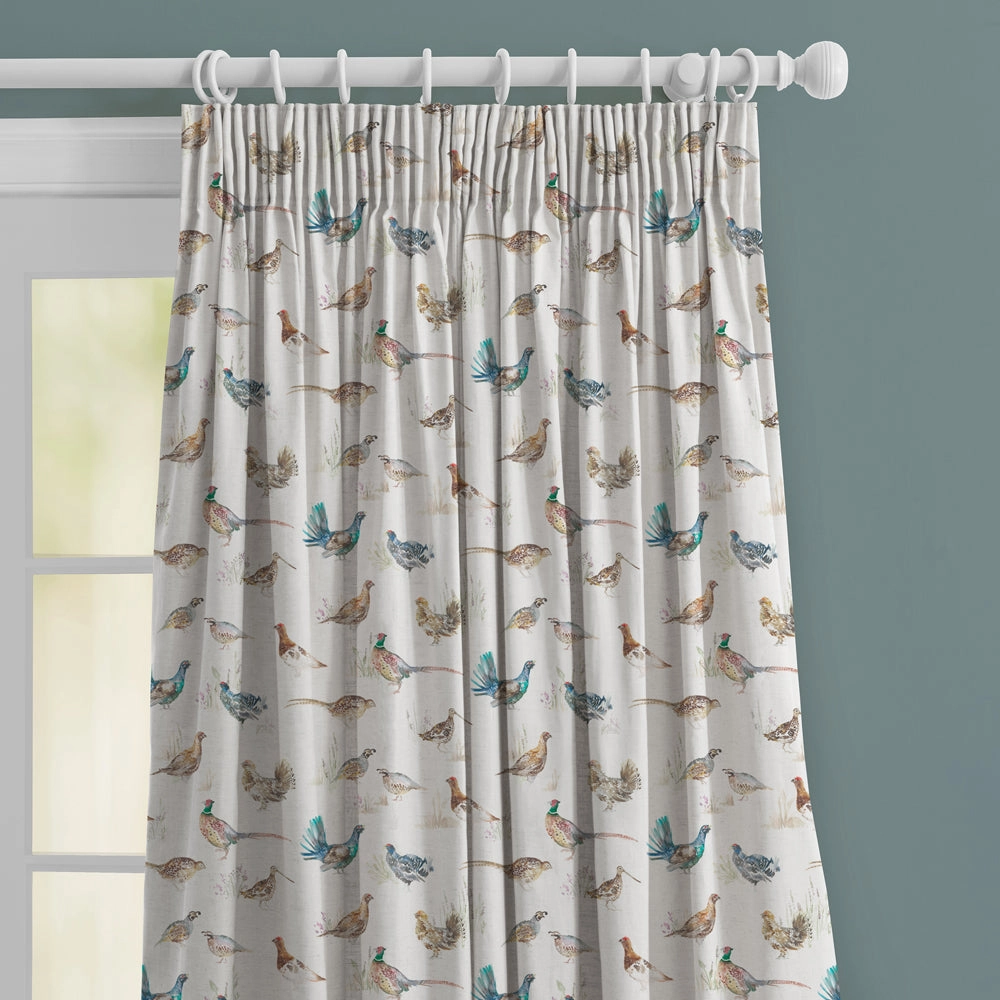Game Birds Mini Linen Printed Made to Measure Curtains Cream