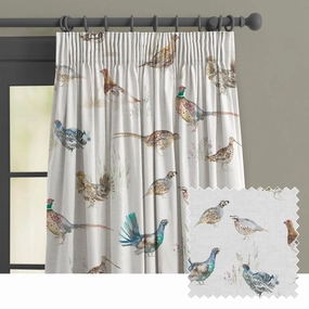 Game Birds Printed Made to Measure Curtains Cream patterned fashion rug  