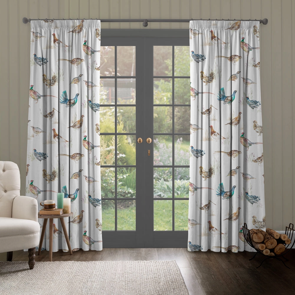 Game Birds Printed Made to Measure Curtains Cream